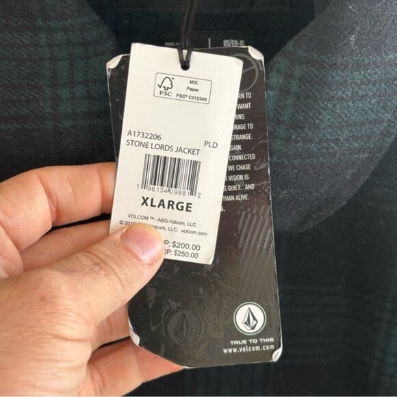 Volcom Stone Lords Men’s XL Green Plaid Wool-Blend Parka Jacket Long Coat NWT - Picture 8 of 14